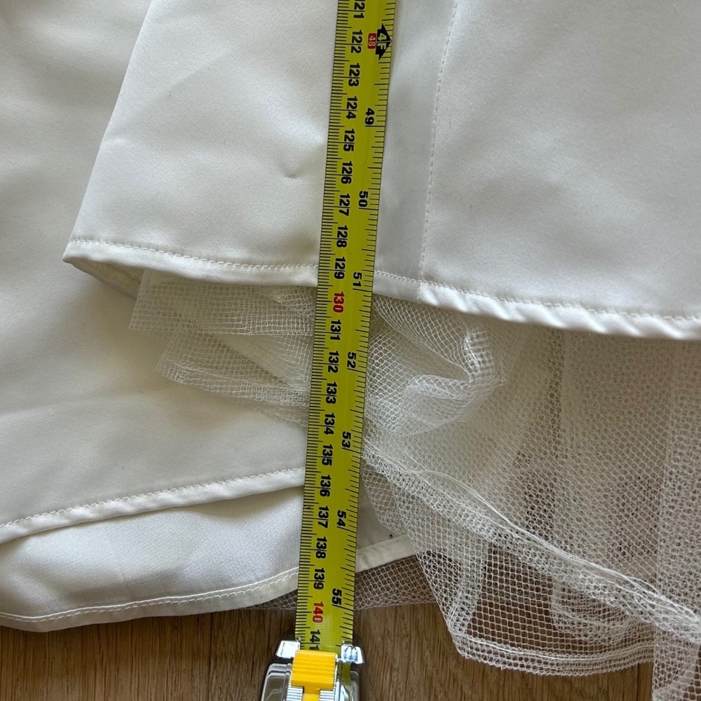Vintage Jessica McClintock Wedding Gown Satin White Floral Embroidered Gemstone - Picture 14 of 16